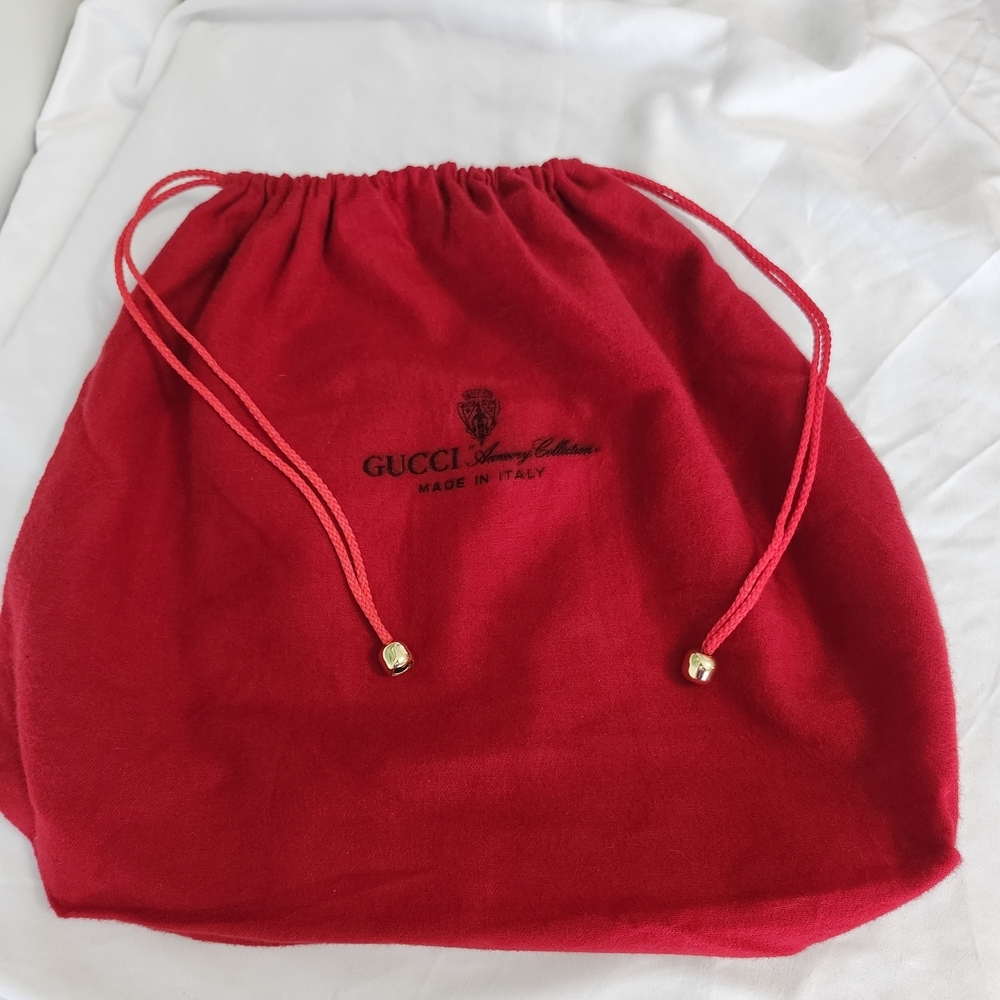 Gucci Red Velvet Drawstring Pouch with Gold-Tone Cord Tips